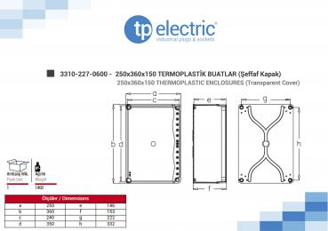 Preview: Installationsgehäuse IP67 (250x360x150mm) - mit Transparentdeckel